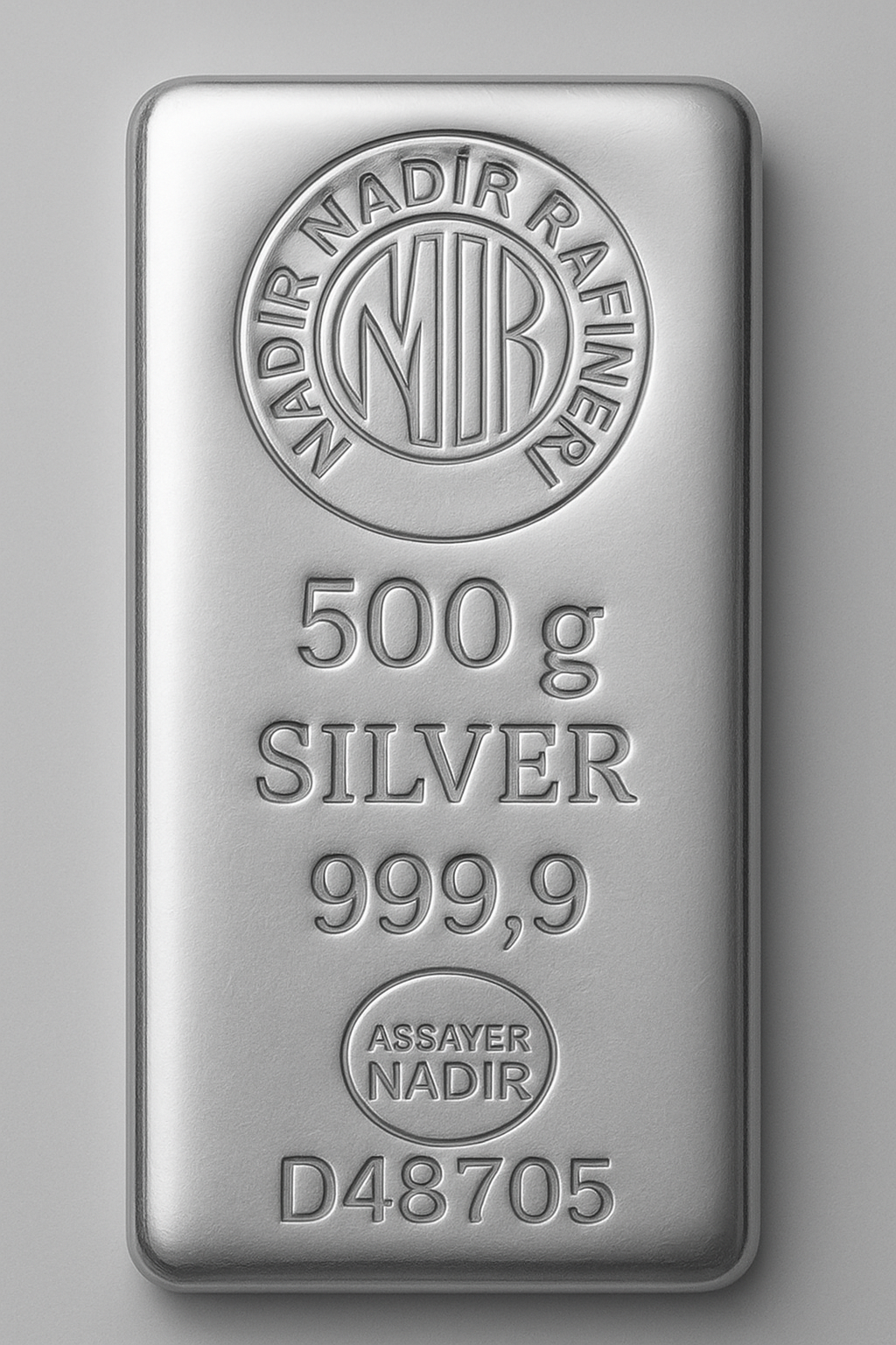 شمش نقره برند نادیر ترک 500 گرمی عیار 999.9